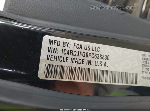 1C4RDJFG9PC638830 2023 DODGE DURANGO Black Widok komory silnika