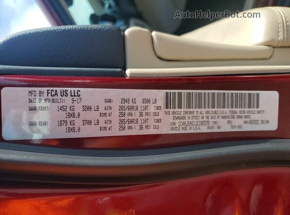 1C4RJEAG1JC185575 2018 JEEP GRAND Burgundy 