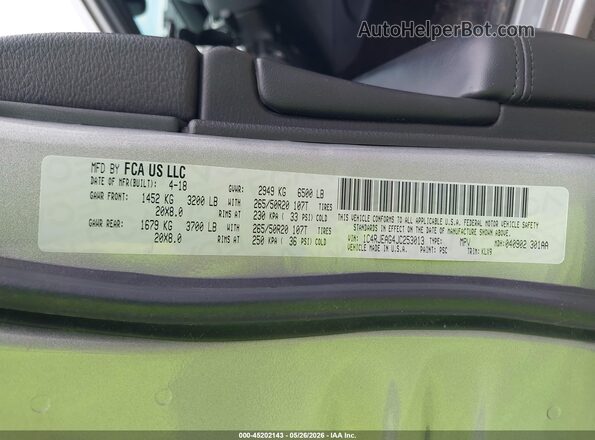 1C4RJEAG4JC253013 2018 JEEP GRAND CHEROKEE Gray Вид підкапотного простору