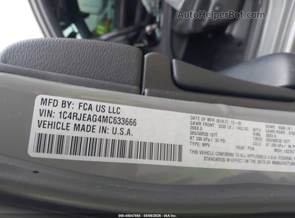 1C4RJEAG4MC633666 2021 JEEP GRAND CHEROKEE Gray Вид підкапотного простору