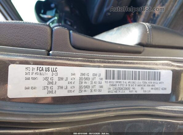1C4RJEBG0KC690202 2019 JEEP GRAND CHEROKEE Gray Engine compartment view