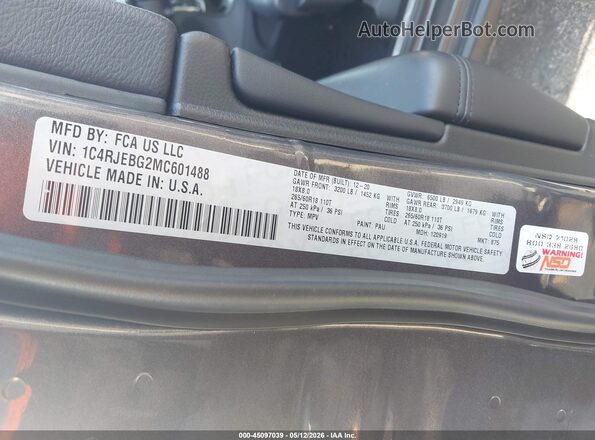 1C4RJEBG2MC601488 2021 JEEP GRAND CHEROKEE Gray 