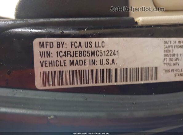 1C4RJEBG5MC512241 2021 JEEP GRAND CHEROKEE Черный 