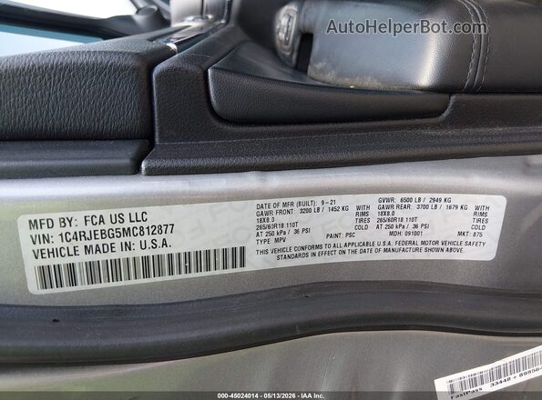 1C4RJEBG5MC812877 2021 JEEP GRAND CHEROKEE Silver Շարժիչի բաժամունքի տեսք