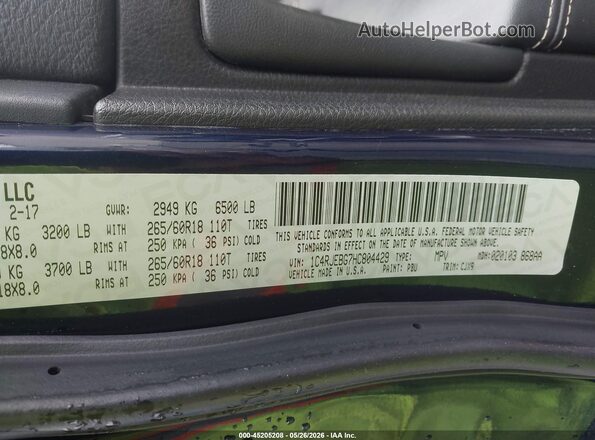 1C4RJEBG7HC804429 2017 JEEP GRAND CHEROKEE Dark Blue Вид подкапотного пространства
