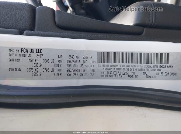 1C4RJEBG7JC132071 2018 JEEP GRAND CHEROKEE White Engine compartment view