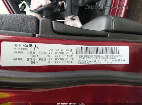 1C4RJFAG1JC122420 2018 JEEP GRAND CHEROKEE Burgundy 