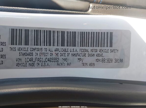1C4RJFAG1JC465552 2018 JEEP GRAND CHEROKEE White 