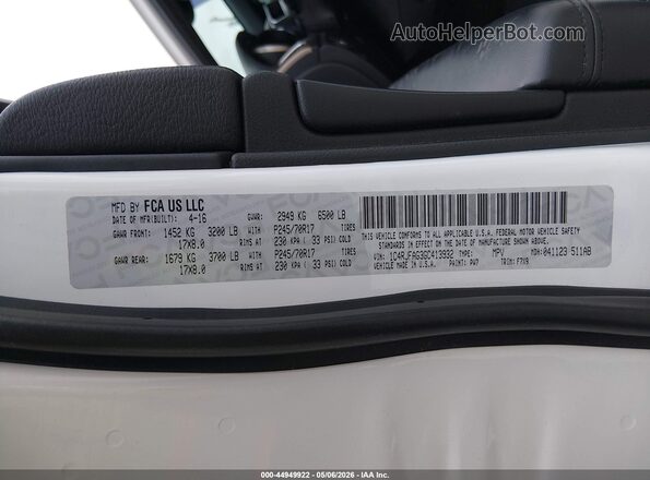 1C4RJFAG3GC413932 2016 JEEP GRAND CHEROKEE White Engine compartment view