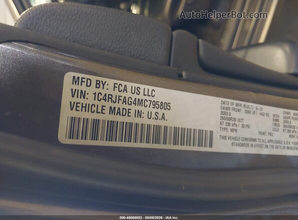 1C4RJFAG4MC795805 2021 JEEP GRAND CHEROKEE Gray 