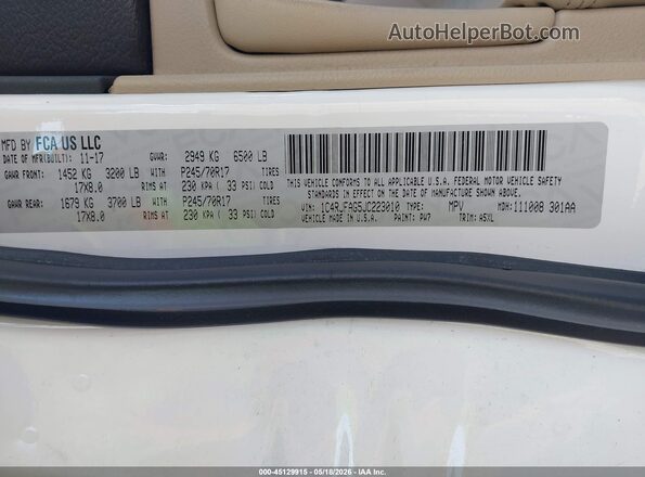 1C4RJFAG5JC223010 2018 JEEP GRAND CHEROKEE White Вид підкапотного простору