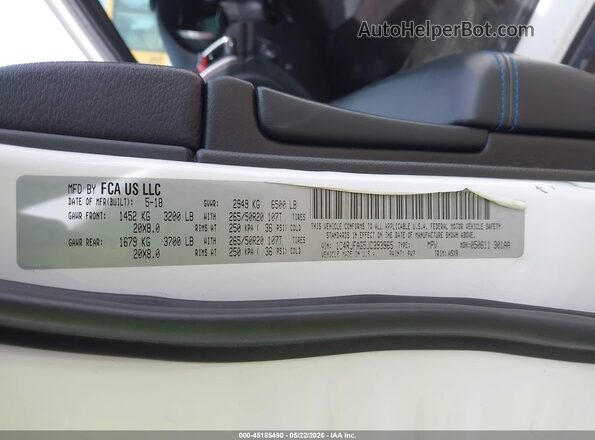 1C4RJFAG5JC393965 2018 JEEP GRAND CHEROKEE White Вид підкапотного простору