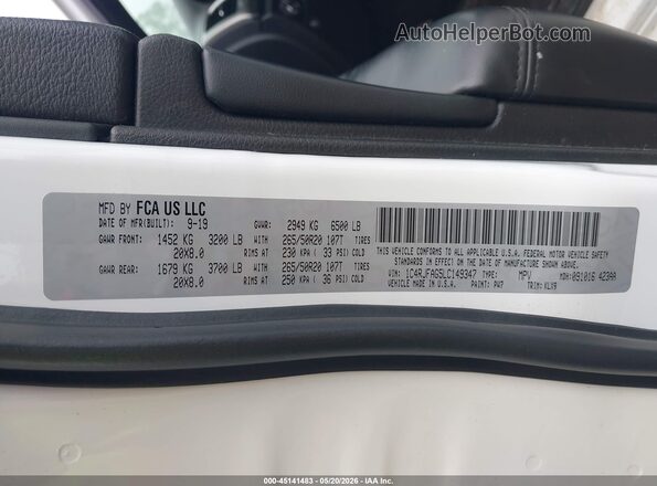 1C4RJFAG5LC149347 2020 JEEP GRAND CHEROKEE White Շարժիչի բաժամունքի տեսք