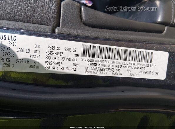 1C4RJFAG6GC389965 2016 JEEP GRAND CHEROKEE Black Engine compartment view