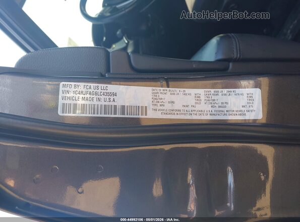1C4RJFAG6LC435594 2020 JEEP GRAND CHEROKEE Gray Շարժիչի բաժամունքի տեսք