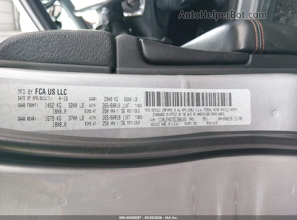 1C4RJFAG7GC389103 2016 JEEP GRAND CHEROKEE Silver Widok komory silnika