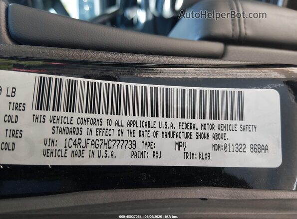 1C4RJFAG7HC777739 2017 JEEP GRAND CHEROKEE Black Вид підкапотного простору
