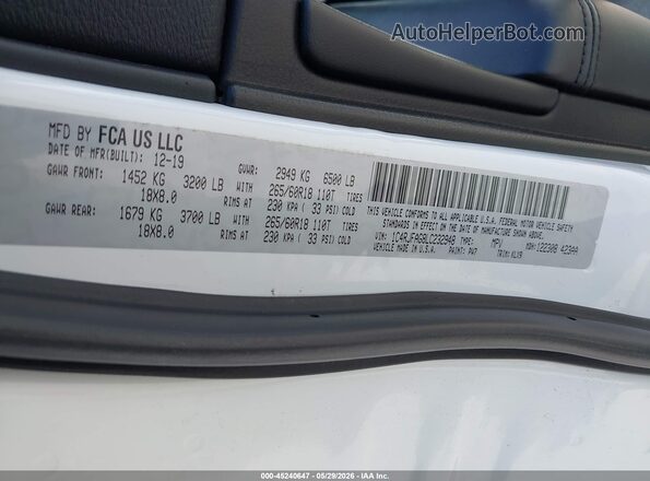 1C4RJFAG8LC232948 2020 JEEP GRAND CHEROKEE White Engine compartment view