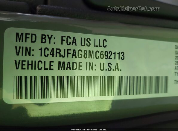 1C4RJFAG8MC692113 2021 JEEP GRAND CHEROKEE Gray ძრავის განყოფილების ხედი