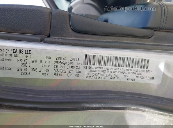 1C4RJFAG9HC911070 2017 JEEP GRAND CHEROKEE Silver 