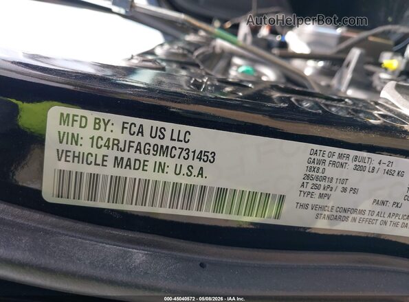 1C4RJFAG9MC731453 2021 JEEP GRAND CHEROKEE Black Widok komory silnika