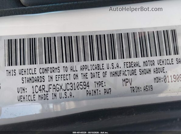 1C4RJFAGXJC310594 2018 JEEP GRAND CHEROKEE White Vista del compartimento del motor