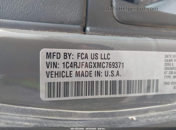 1C4RJFAGXMC769371 2021 JEEP GRAND CHEROKEE Gray Вид підкапотного простору