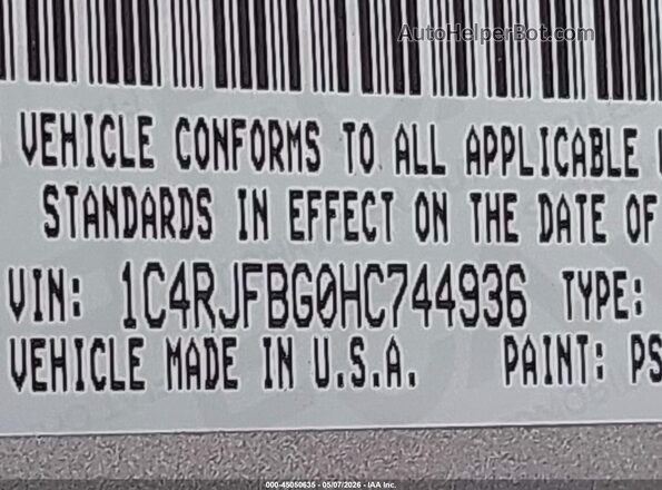 1C4RJFBG0HC744936 2017 JEEP GRAND CHEROKEE Silver 
