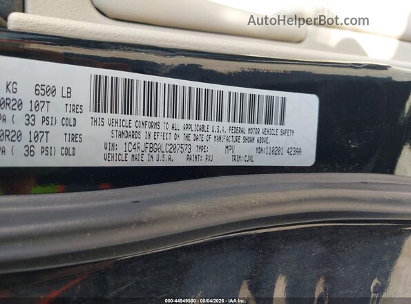 1C4RJFBG0LC207573 2020 JEEP GRAND CHEROKEE Black Vista del compartimento del motor