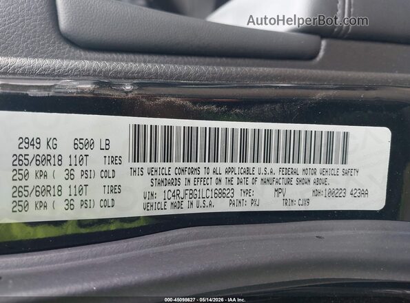 1C4RJFBG1LC168623 2020 JEEP GRAND CHEROKEE Black 