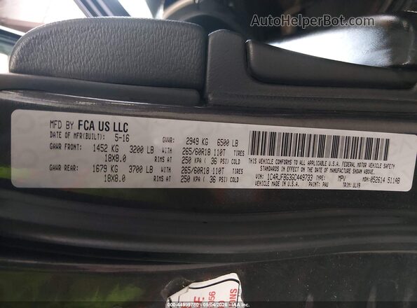 1C4RJFBG3GC449733 2016 JEEP GRAND CHEROKEE Gray Widok komory silnika