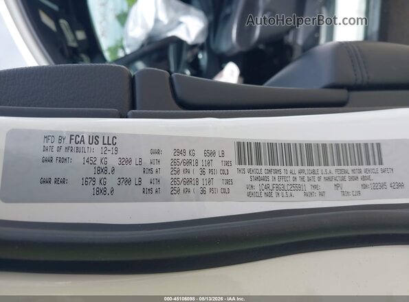 1C4RJFBG3LC255911 2020 JEEP GRAND CHEROKEE White Շարժիչի բաժամունքի տեսք