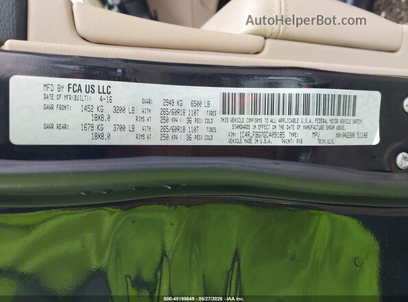 1C4RJFBG7GC409185 2016 JEEP GRAND CHEROKEE Black Շարժիչի բաժամունքի տեսք