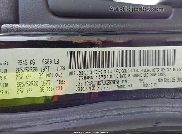 1C4RJFBG7JC257870 2018 JEEP GRAND CHEROKEE Black 