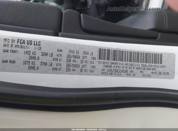 1C4RJFBG8JC245209 2018 JEEP GRAND CHEROKEE White Widok komory silnika