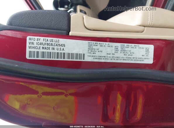 1C4RJFBG8LC426426 2020 JEEP GRAND CHEROKEE Red Widok komory silnika
