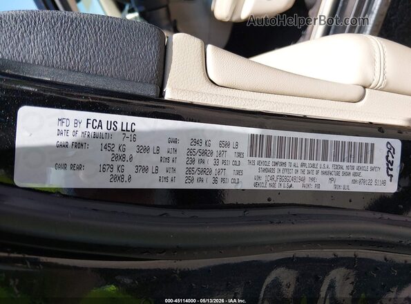 1C4RJFBG9GC491940 2016 JEEP GRAND CHEROKEE Black ძრავის განყოფილების ხედი