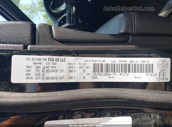 1C4RJFBGXLC282944 2020 JEEP GRAND CHEROKEE Black Շարժիչի բաժամունքի տեսք