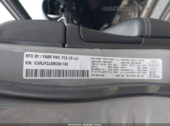 1C4RJFDJ3MC561145 2021 JEEP GRAND CHEROKEE Gray Շարժիչի բաժամունքի տեսք