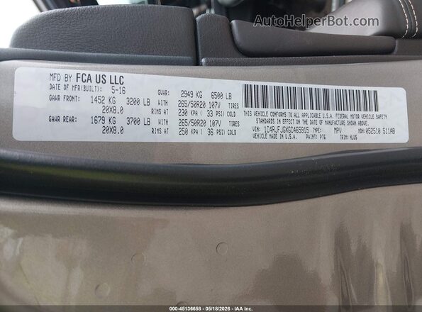 1C4RJFJGXGC465915 2016 JEEP GRAND CHEROKEE Gray Engine compartment view