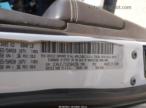 1C4RJFJT1GC504159 2016 JEEP GRAND CHEROKEE White Вид підкапотного простору