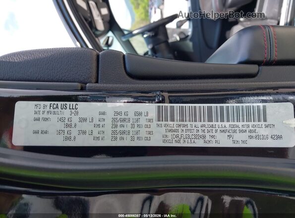 1C4RJFLG3LC322490 2020 JEEP GRAND CHEROKEE Black ძრავის განყოფილების ხედი
