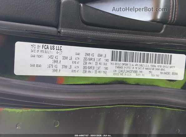 1C4RJFLG4HC874989 2017 JEEP GRAND CHEROKEE Black Շարժիչի բաժամունքի տեսք