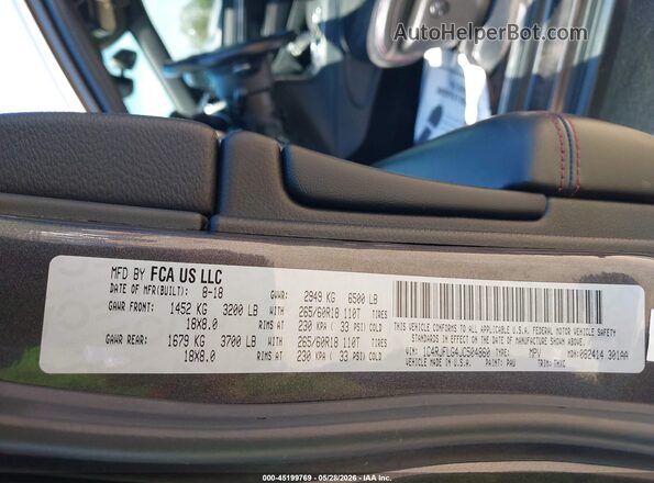 1C4RJFLG4JC504860 2018 JEEP GRAND CHEROKEE Gray Vista del compartimento del motor