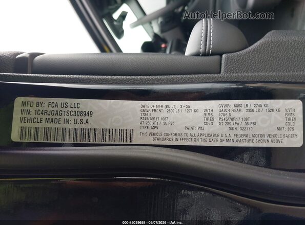 1C4RJGAG1SC308949 2025 JEEP GRAND CHEROKEE Black Vista del compartimento del motor