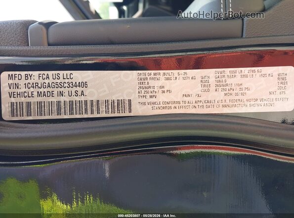 1C4RJGAG5SC334406 2025 JEEP GRAND CHEROKEE Black Շարժիչի բաժամունքի տեսք