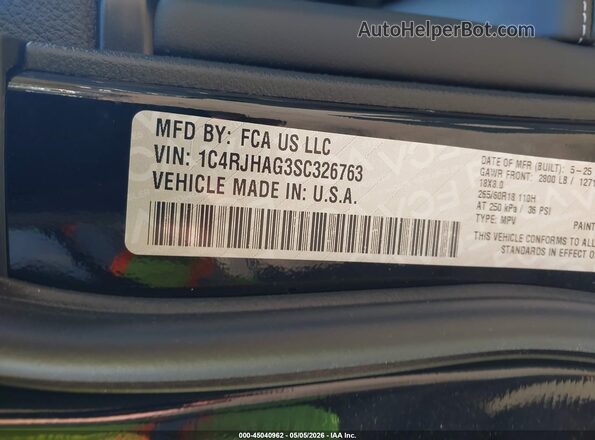 1C4RJHAG3SC326763 2025 JEEP GRAND CHEROKEE Black Շարժիչի բաժամունքի տեսք