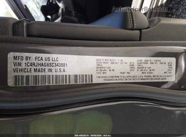 1C4RJHAG6SC343881 2025 JEEP GRAND CHEROKEE Gray Widok komory silnika