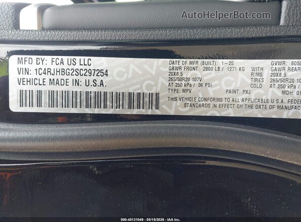1C4RJHBG2SC297254 2025 JEEP GRAND CHEROKEE Black Շարժիչի բաժամունքի տեսք