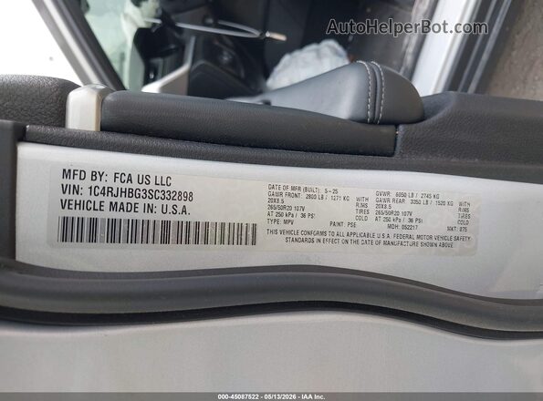 1C4RJHBG3SC332898 2025 JEEP GRAND CHEROKEE Silver Շարժիչի բաժամունքի տեսք